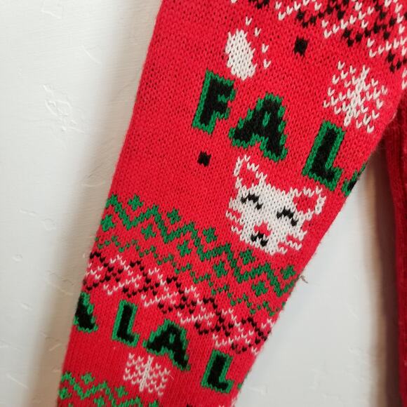 Ugly Christmas Sweater FaLaLaLaLa Nope Grumpy Cat Red Size Small - Picture 5 of 8